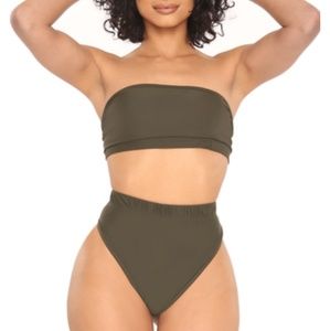 Highwaist Olive Two Piece Bathing Suit